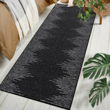 Garvee Washable Rugs Geometric Diamond Stripes Area Rug for Living Room Bedroom Office Nursery Contemporary Distressed Area Rug Low Pile Neutral Soft Rug Non Slip Entryway Rug Black 2'x6' - Black