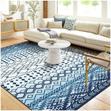 Garvee Area Rugs 5x7 Washable Rugs for Living Room Bohemian Blue Printed Rug Low Pile Bedroom Rug Geometric Distressed Area Rugs Non Slip Throw Rugs for Office Classroom Dining Room, Blue - Blue