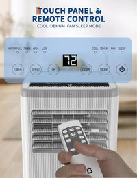 Garvee 10,000 BTU Portable Air Conditioner Up to 350 Sq.Ft, 3-In-1 Portable AC Unit with Cool/Fan/Dehumidifier, Room Air Conditioner with Remote Control, Full Window Kit, White