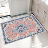 Garvee 3x5 Ft Vintage Area Rug, Machine Washable, Low Pile, Non-Slip Rubber Backing, Pink for Living Room, Bedroom, Kitchen, Dining Room, Home Office - Pink
