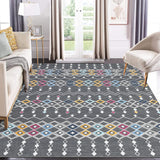 Garvee Vintage Boho Area Rug 8x10 | Moroccan Design, Soft Washable | Non-Slip, Low Pile | Synthetic Fibers, Foldable | Living Room, Bedroom - Gray