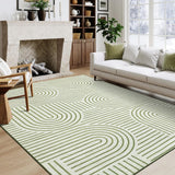 Garvee Washable Rug 5x7 Area Rugs for Living Room, Abstract Rug for Bedroom, Soft Rainbow Non Slip Throw Rugs With Rubber Back, Low Pile Stain Resistant Boho Geometric Carpet for Dining Room, Green - Green
