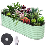 Garvee 8' X 2' X 2' Galvanized Raised Beds for Outdoor, Oval Raised Garden Bed with Open Base, Tool-Free Assembly Planter Raised Boxes for Outdoor Vegetables & Flowers, Green - Green