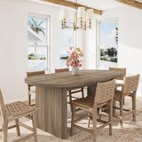 Garvee 63 Inch Oval Dining Table Rustic Pear Wooden Base Farmhouse Kitchen Living Room, Brown - Natural