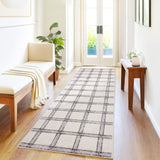 Garvee Beige Checkered Kitchen Rugs 2x6 Washable Non Slip Hallway Runner Ultra Thin Indoor Modern Farmhouse Carpet Low Pile Stain Resistant Floor Cover - Beige