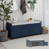 Garvee Shoe Bench Rack with Storage, Padded Seat, Shoe Organizer Shelf for Entryway, Mudroom, Bathroom, 43.5" Blue - Antique Navy