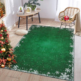 Garvee Christmas Area Rug 5x7 Rug for Living Room Rug Xmas Snowflake Modern Rug for Bedroom Aesthetic Washable Rug Non Slip Carpet Stain Resistant Carpet for Nursery Dining Room 5'x7' Green - Green