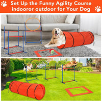 Garvee Dog Agile Course Backyard Set - Complete Obstacle Kit with Adjustable Hurdles & Tunnel - Durable ABS & Tear-Resistant Fabric - Portable Storage Bags - Indoor & Outdoor Training
