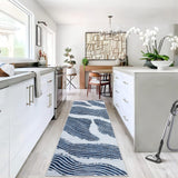 Garvee 2×6 Runner Washable Rugs Abstract Rugs Modern Rugs for Living Room Bedroom Easy-Cleaning Rug for Kitchen Contemporary Rug Foldable Rug Non-Slip Carpet Suitable for Apartment Office，Blue - Blue