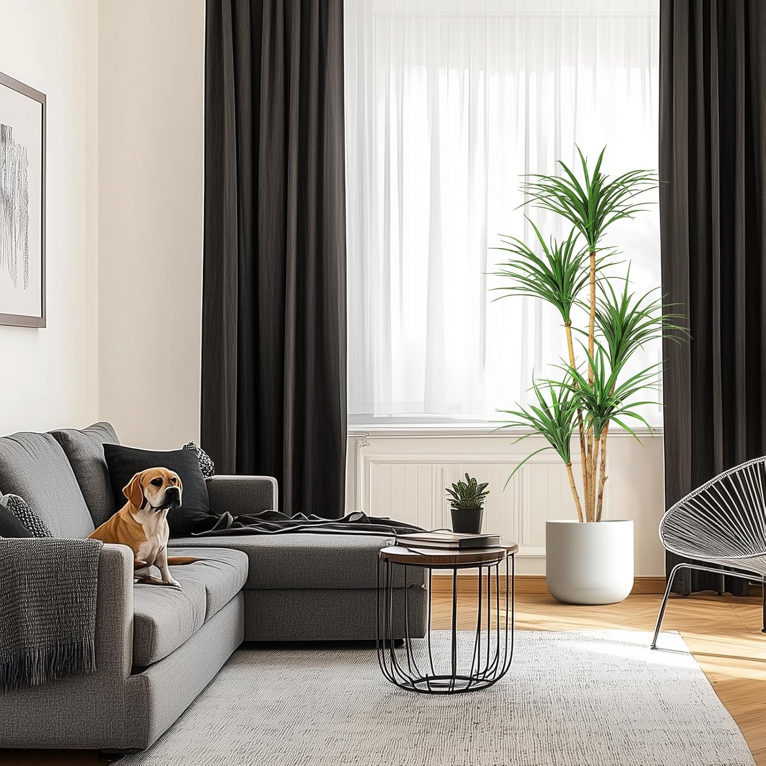 Garvee 5ft Artificial Dracaena Tree, Realistic Fake Tall Dracaena Plant for Indoor Décor, Adjustable Lifelike Faux Tree for Photo Backdrops, Nursery, Living Room, Office