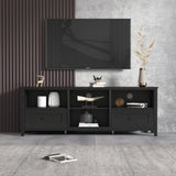 Garvee Farmhouse TV Stand for 70 Inch TV Rustic Entertainment Center with Drawers Storage Shelves Wood Media Console Cabinet Living Room - Black