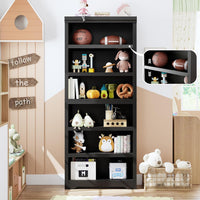 Garvee 6 Tier Bookshelf, 75" Tall Farmhouse Bookcase with Adjustable Shelves, 31.5" W Floor Standing Open Display Storage Rack with Anti-Slip Design for Home Office, Balcony, Library, Study / Living Room, Black