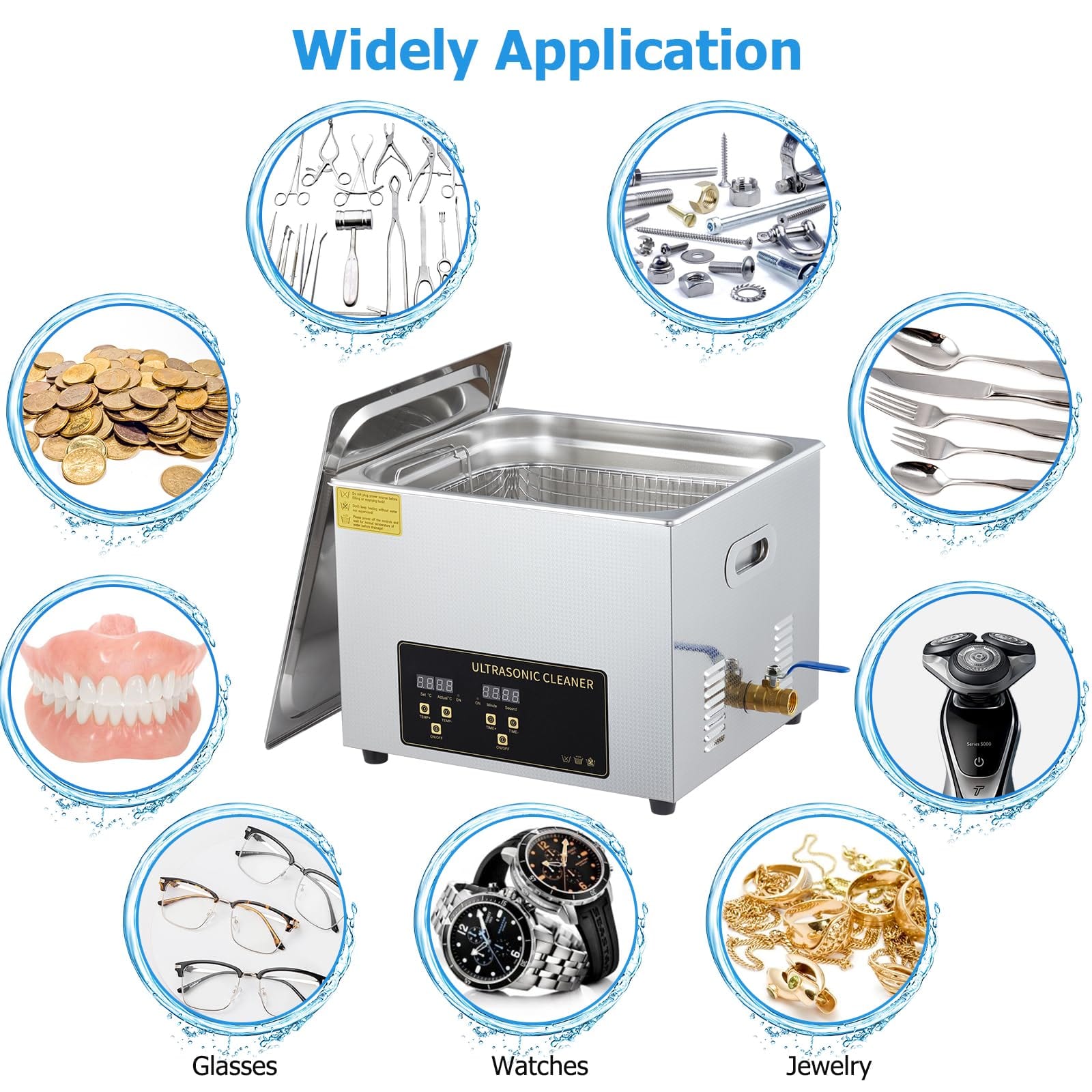 360W 15L Ultrasonic Cleaner with Timer & Heater for Jewelry