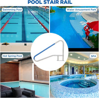 Garvee Pool Handrail 54x36 Pool Rail 304 Stainless Steel Silver Rustproof Pool Stair Rail with Blue Grip Cover Humanized Swimming Pool Railing, Quick Mount Accessories for Pools and Spas