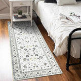 Garvee 2x6 Kitchen Runner Rug Long Hallway Runner Rug Vintage Distressed Rug Entrance Mat Indoor Floral Runner Carpet Boho Rug Area Rug for Living Room Bedroom Kitchen Home Office, Ivory/Black - Ivory/Black