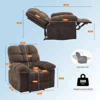 Garvee Manual Recliner Chair for Living Room, Overstuffed Fabric Reclining Sofa with Side Pockets, Ergonomic Upholstered Lazy Chair with Q235 Steel Frame for Adults (Brown)