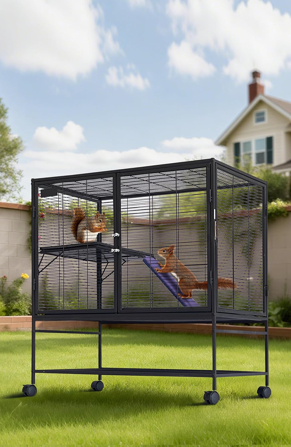 Garvee Metal Small Animal Cage, 39"H Multi-Level Ferret Cage for Small Animals - Large Hamster Cage with Removable Ramp, Removable Tray for Chinchilla, Rabbit, Guinea Pigs, Hedgehog, Gerbil