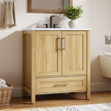 Garvee Modern 30" Wooden Freestanding Bathroom Vanity with 2 Doors and Drawer for Bathroom, Natural - Natural