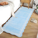 Garvee Washable 2x6 Runner Rug Scalloped Non-Slip Low Pile Floor Mat for Entryway Kitchen Bathroom Baby Blue - Sky Blue