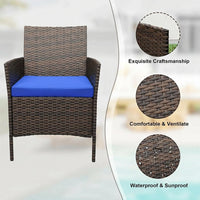 Garvee Patio Porch Furniture Sets 3 Pieces PE Rattan Wicker Chairs with Table Outdoor Garden Furniture Sets