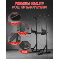 Garvee Pull Up Bar Free Standing Power Tower Dip Station For Home Gym 450LBS Capacity Black