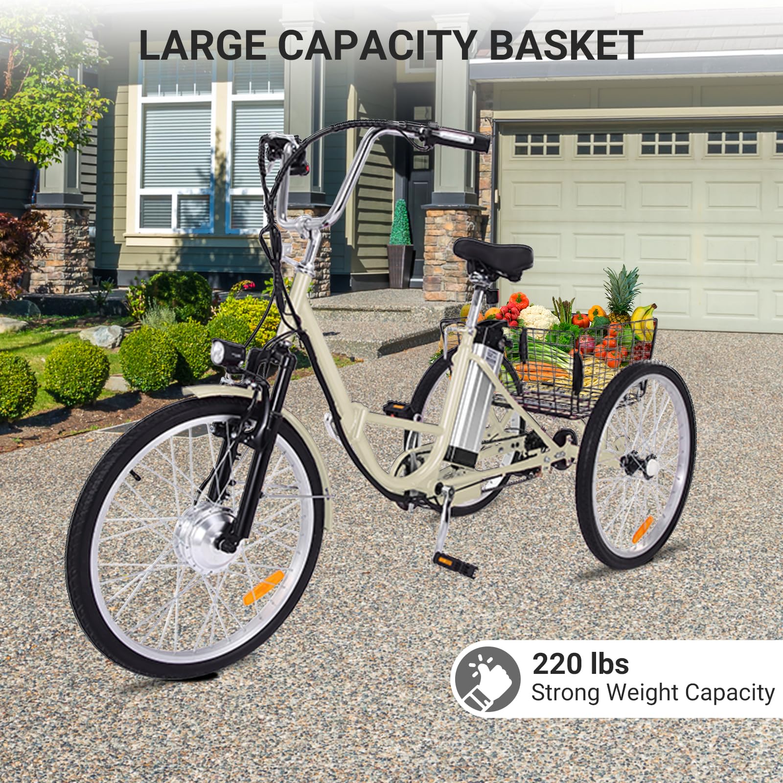 GARVEE 24 Inch Adult 3 Wheel Electric Tricycle - Versatile for Indoor and Outdoor Use GARVEE 24 Inch Adult 3 Wheel Electric Tricycle - Versatile for Indoor and Outdoor Use