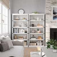 Garvee 5 Tier Bookcase, Farmhouse Book Shelf with Storage, Tall Book Case Wooden 5 Shelf Bookcase for Home Office, Living Room, Bed Room (White, 67.4" H x 31.5" W x 12.8" D)
