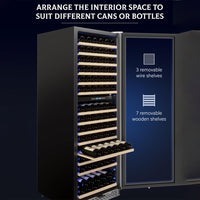 Garvee Dual Zone Freestanding Wine Fridge 24" - 154 Bottle Capacity, Built-In Wine Cooler Refrigerator With Safety Child Lock for Red, White, Champagne, or Sparkling Wine - Stainless Steel