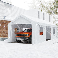 Garvee 13'x20' Heavy Duty Carport, Car Canopy with Removable Sidewalls & Doors, Extra Large Garage for Car, Truck, SUV, White