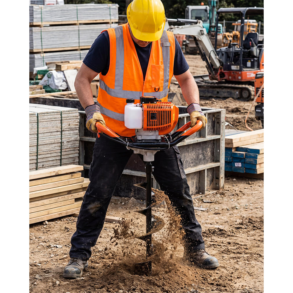 Garvee 2-in-1 Gas Powered 52CC 2-Stroke Ice Auger & Earth Auger Kit with 10" Ice Drill and 5.9" Ground Drill Bit for Ice Fishing and Post Hole Digging, EPA Certified