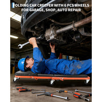 Garvee 36" Z-Creeper Seat on Wheels, Foldable Garage Creeper Shop Seat, 330 LBS Capacity, Black