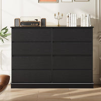 Garvee Black 8 Drawer Dressers for Bedroom, Chest of Drawers with Deep Drawers, Large Double Dresser for Closet with Wide Top, Horizontal Wooden Dresser for Living Room, Hallway, Kids Room