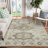 Garvee Area Rug 5x8 Vintage Rug Boho Area Rug Non Slip Indoor Floor Cover Low-Pile Oriental Distressed Carpet Boho Rug for Living Room Bedroom Nursery Kitchen, 5' x 8' Taupe - Taupe