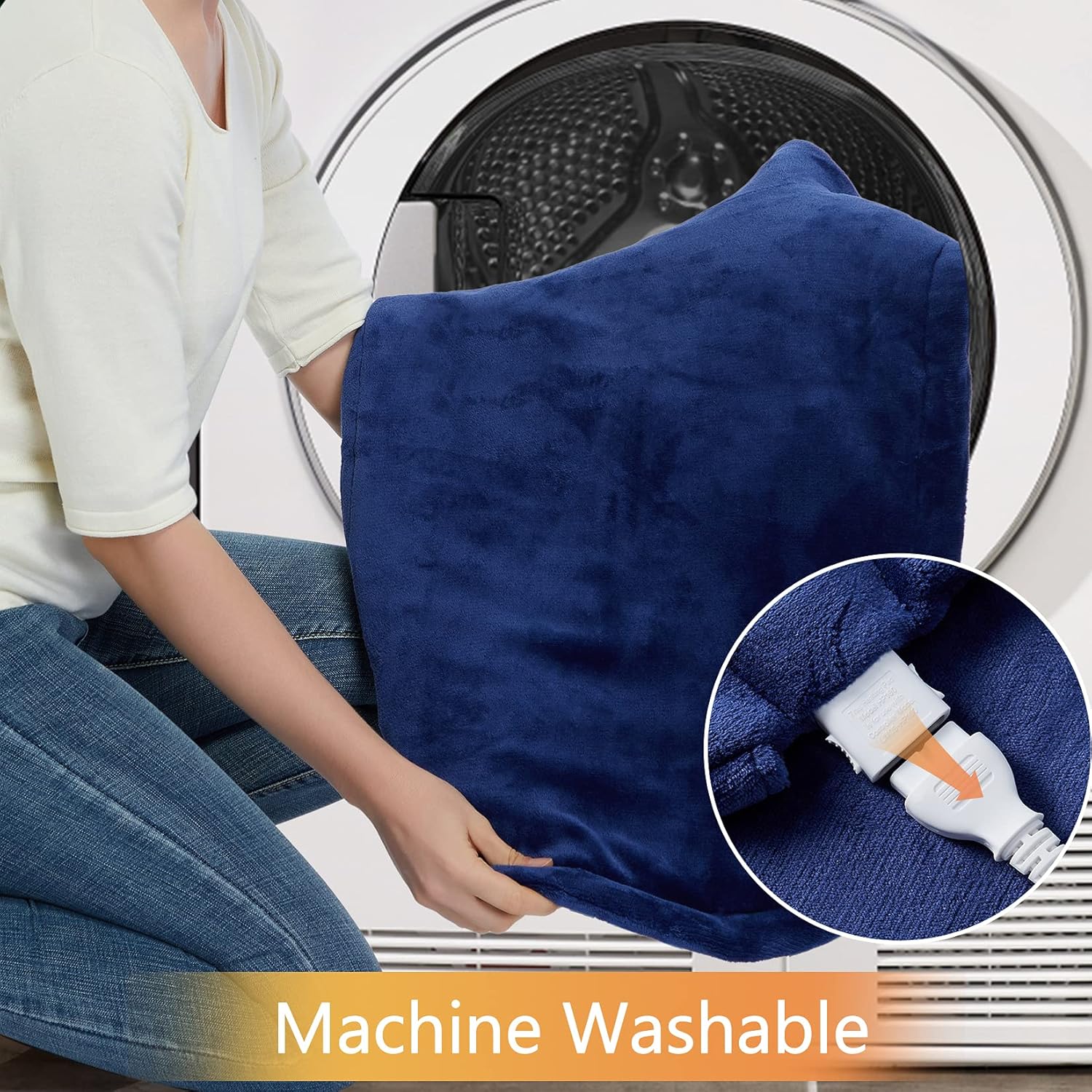 Garvee Heating Pad for Neck and Shoulders Back Pain Relief, Electric Weighted Heating Pads with Auto Shut Off Large, Full Body Back Heat Pad Fast Heating, 4 Temperature Settings (Navy Blue, 33"x22")