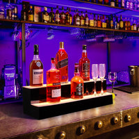 Garvee Led Lighted Liquor Bottle Shelf, 2 Tiers 40 Inches Led Bar Display Shelf With Remote & App Control, 16 Colors, 4 Modes, 1-8 H Timing, Bar Lights for Liquor Shelves