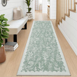 Garvee Washable 2x6 Runner Rugs for Bathroom Kitchen Entryway, Non-Slip, Stain Resistant, Modern Low-Pile Carpet, Green - Green