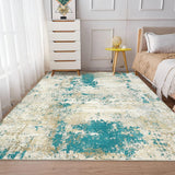 Garvee Modern Abstract Rug 4x6 Washable Soft Colorful Non Slip Low Pile Indoor Floor Carpet Blue - Blue