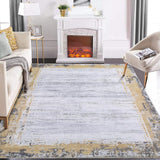 Garvee Large Rug 8x10 Modern Bordered Area Rug Washable Rug for Living Room Contemporary Border Print Accent Rug Non Slip Backing Throw Carpet Non-Shedding Floor Carpet Bedroom Dining Office Yellow - Yellow