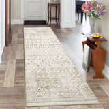 Garvee Runner Rug, 2x6 Machine Washable Area Rug Transitional Taupe Indoor Carpet for Living Room Bedroom Dining Room Kitchen Rug Playroom Office - Cream/Brown