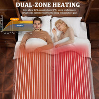 Garvee Heated Blanket Queen Size with Dual Control, Waffle Electric Blankets with ETL Certified, Soft Flannel Heating Blanket, 4 Heating Levels, 10 Hours Auto Off, Grey, 84"x90"