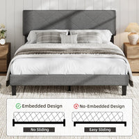Garvee King Size Bed Frame with Upholstered Headboard, King Size Platform Bed Frame with Wooden Slat Support, Easy Assembly Platform Bed, No Box Spring Needed & Noise Free, Gray