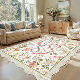 Garvee Washable Rug 8x10 Floral Carpet Non-Slip Low Pile for Living Room Bedroom Beige Animal Print - Beige
