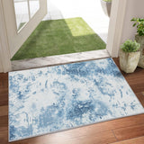 Garvee Washable Soft Area Rug, 3x5 Modern Abstract Design Rugs, Stain Resistant Foldable Carpet Non-Shedding Floor Mat with Non-Slip Backing, for Living Room Bedroom Dining Room Office, Blue - Blue