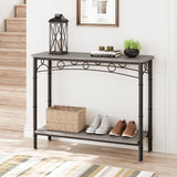 Garvee Console Table, 41.3” L x 11.8" W x 31.8" H Retro Sofa Table with Storage, 2 Tier Entryway Table with MDF and Metal, Behind Couch Table for for Living Room, Entryway, Hallway, Foyer - Grey - Grey