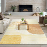 Garvee Washable Rugs 5x7 Rug for Living Room Abstract Geometric Rug for Bedroom Decor Non Slip Carpet Abstract Artistic Soft Throw Rugs for Office Classroom Dining Room Beige 5'x7' - Beige