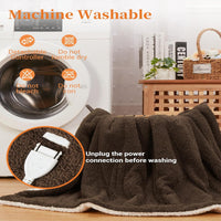Garvee Electric Blanket Heated Throw, Heated Blanket Soft Double Sherpa Super Cozy with 4 Heating Levels & 4 Hours Auto Off, Overheat Protection, Machine Washable, ETL Certification, Brown 50"x60"