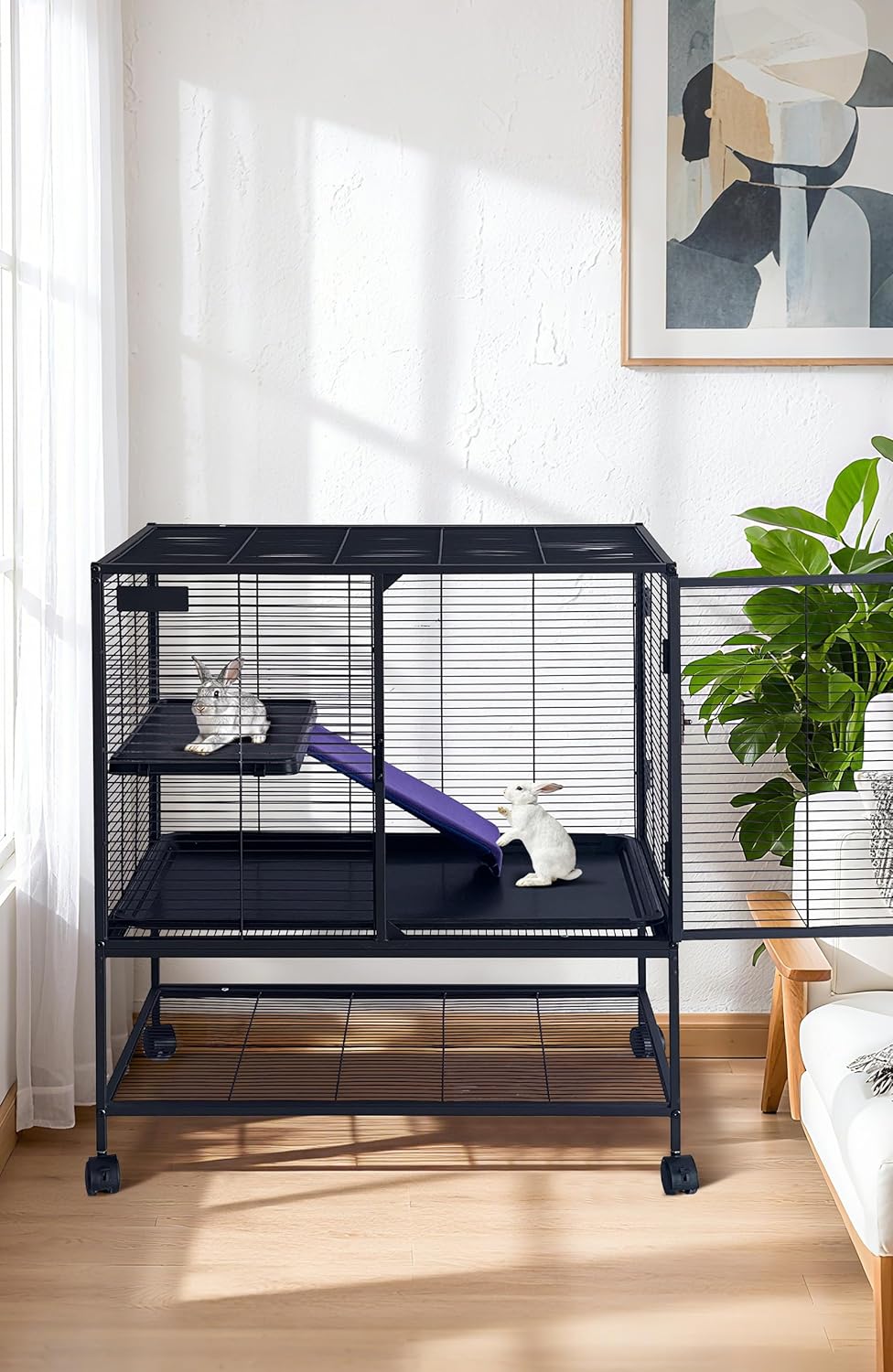 Garvee Metal Small Animal Cage, 39"H Multi-Level Ferret Cage for Small Animals - Large Hamster Cage with Removable Ramp, Removable Tray for Chinchilla, Rabbit, Guinea Pigs, Hedgehog, Gerbil