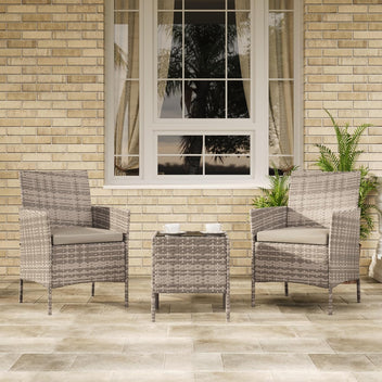 Garvee Patio Porch Furniture Sets 3 Pieces PE Rattan Wicker Chairs with Table Outdoor Garden Furniture Sets