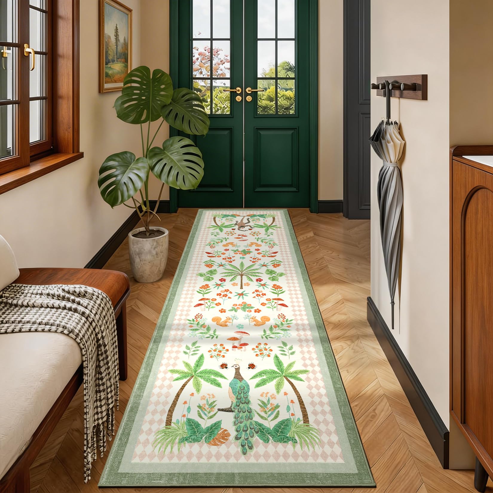 Garvee Tropical Jungle Runner Rug 2x6, Washable Non Slip Kitchen Hallw