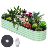 Garvee 8'x2'x1.5' Galvanized Oval Raised Garden Beds Open Base, Tool-Free Assembly Planter Boxes for Vegetables & Flowers, Green - Green